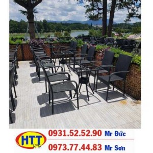 Thanh lý rẻ bàn ghế cafe nhựa giả mây HTN03