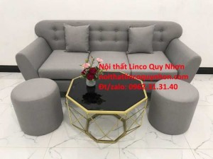 Sofa băng | Bộ ghế sofa băng BgTC04 xám trắng xám ghi | Nội thất Linco Quy Nhơn