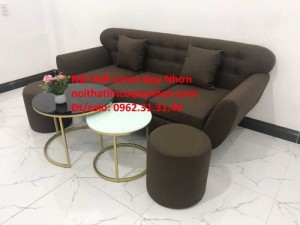 Sofa băng | Bộ ghế sofa băng BgTC05 màu nâu cafe đậm | Nội thất Linco Quy Nhơn