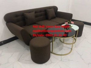 Sofa băng | Bộ ghế sofa băng BgTC05 màu nâu cafe đậm | Nội thất Linco Quy Nhơn
