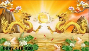 Tranh gạch rồng phụng, tranh ốp tường HP2466
