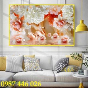 Tranh gạch men đôi chim công 3d HP5469