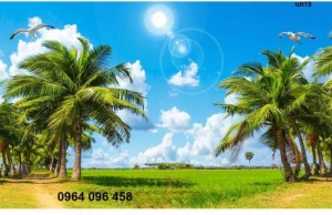 Tranh gạch men 3d cong đường rưng cây - DKK09