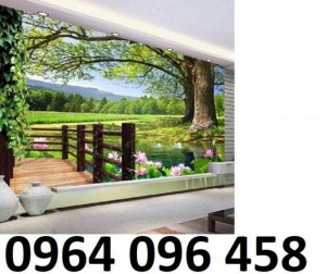 Tranh gạch men 3d cong đường rưng cây - DKK09