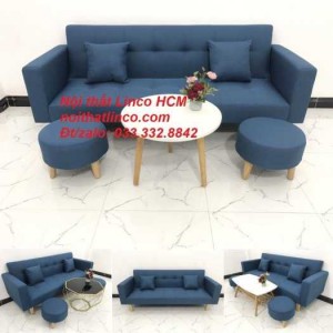 Sofa màu xanh dương | Sofa màu xanh da trời | Sofa màu xanh nước biển giá rẻ | Sofa băng dài | Sofa giường | Nội thất Linco HCM