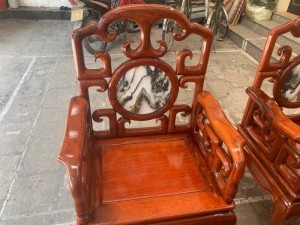 Bộ bàn ghế giả cổ kiểu móc mỏ gỗ hương đỏ lào