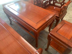 Bộ bàn ghế giả cổ kiểu móc mỏ gỗ hương đỏ lào