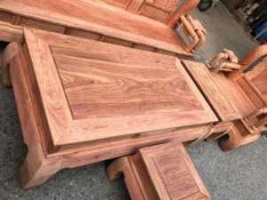 Bộ bàn ghế giả cổ tần thủy hoàng tay 14 gỗ hương đá víp