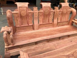 Bộ bàn ghế giả cổ tần thủy hoàng tay 14 gỗ hương đá víp