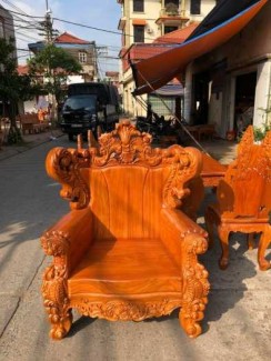 Bộ bàn ghế tân cổ điển hoàng gia gỗ gõ đỏ víp