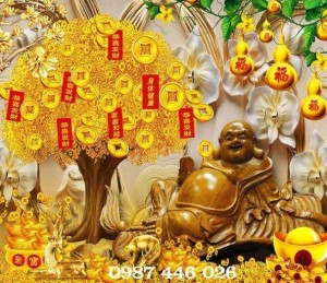 Gạch tranh cây tiền lộc vàng HP572