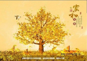 Gạch tranh cây tiền lộc vàng HP572