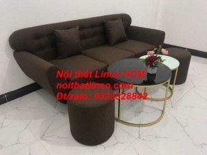 Sofa băng BgTC03 | Sofa băng màu nâu cafe đậm | Ghế sofa văng dài 1m9 vải bố | Nội thất Linco HCM Tphcm Sài Gòn