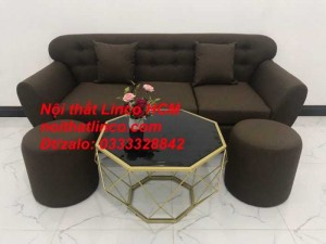 Sofa băng BgTC03 | Sofa băng màu nâu cafe đậm | Ghế sofa văng dài 1m9 vải bố | Nội thất Linco HCM Tphcm Sài Gòn
