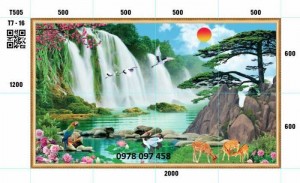 Tranh phong cảnh thác nước- tranh gạch