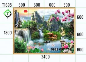 Tranh phong cảnh thác nước- tranh gạch