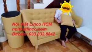 Bộ ghế sofa dài 1m7, sofa băng màu vàng vải nhỏ gọn giá rẻ | Nội thất Linco HCM Tphcm Hồ chí minh Biên hòa nhơn trạch long thành đồng nai