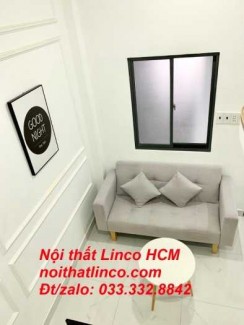 Ghế sofa băng 1m5, sofa giường nhỏ màu xám trắng, ghi trắng | Nội thất Linco HCM, Cần Giuộc Bến Lức Tân An Long An thủ đức củ chi