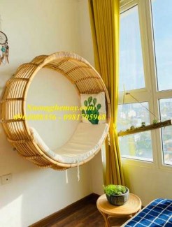 Xích đu tròn mây tự nhiên, ghế xích đu mây tre treo trần