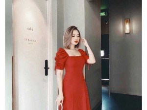 Đầm váy nữ đỏ xòe cổ vuông tay phồng rút