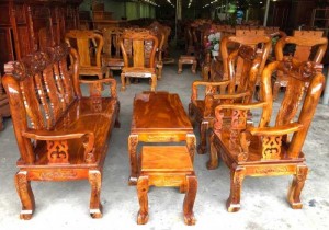 Bộ salon gỗ xoan đào tay 8