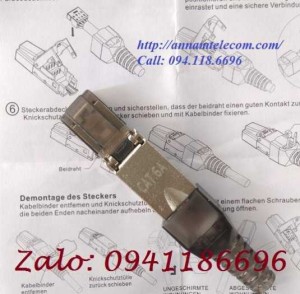 Hạt mạng chống nhiễu Cat6A STP không dùng tool, có chụp nhựa