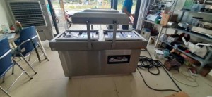 Máy hút chân không buồng đôi DZ600, máy hút chân không chả cá, máy hút chân không hải sản, thực phẩm đông lạnh