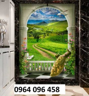 Tranh gạch 3d phòng khách khổ dọc - CNB98
