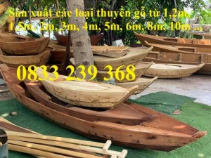 Thuyền gỗ ba lá, Thuyền gỗ trang trí, Thuyền gỗ chụp ảnh 3m, 4m có sẵn