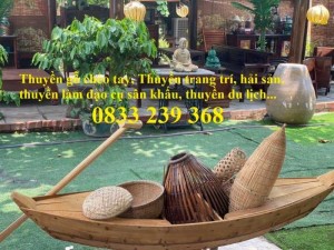 Thuyền gỗ ba lá, Thuyền gỗ trang trí, Thuyền gỗ chụp ảnh 3m, 4m có sẵn