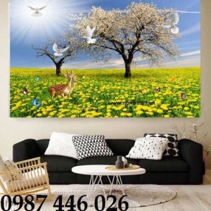 Tranh phong cảnh, gạch tranh 3d, tranh ốp tường HP466