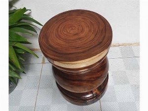Đôn Gỗ Me Tây Tiện Tròn 06 ( D 35cm X Cao 49cm )