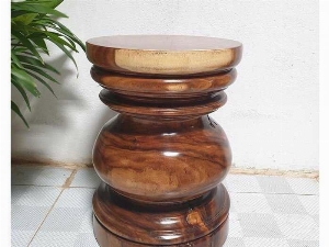 Đôn Gỗ Me Tây Tiện Tròn 06 ( D 35cm X Cao 49cm )