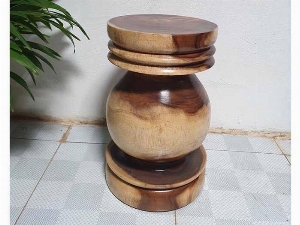 Đôn Gỗ Me Tây Tiện Tròn 05 ( D 30cm X Cao 49cm )
