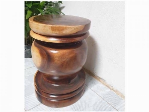 Đôn Gỗ Me Tây Tiện Tròn 04 ( D 35cm X Cao 49cm )