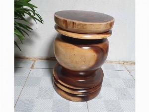 Đôn Gỗ Me Tây Tiện Tròn 04 ( D 35cm X Cao 49cm )