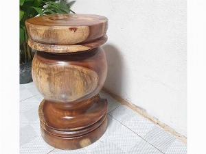 Đôn Gỗ Me Tây Tiện Tròn 03 ( D 31cm X Cao 49cm )