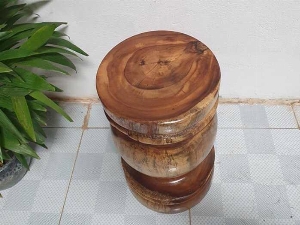 Đôn Gỗ Me Tây Tiện Tròn 03 ( D 31cm X Cao 49cm )