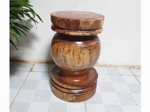 Đôn Gỗ Me Tây Tiện Tròn 03 ( D 31cm X Cao 49cm )
