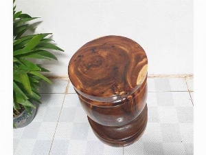 Đôn Gỗ Me Tây Tiện Tròn 02 ( D 34cm X Ca