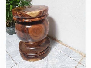 Đôn Gỗ Me Tây Tiện Tròn 02 ( D 34cm X Ca