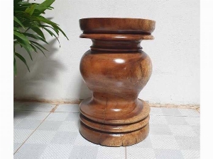 Đôn Gỗ Me Tây Tiện Tròn 01 ( D32cm X Cao
