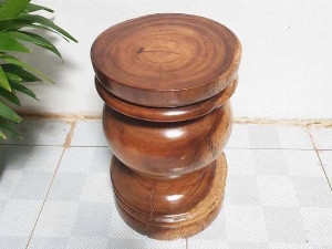 Đôn Gỗ Me Tây Tiện Tròn 01 ( D32cm X Cao