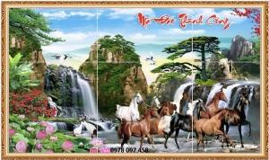 Tranh ngựa 3D - tranh gạch
