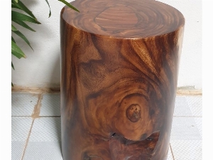 Đôn gỗ me tây tự nhiên a4 (d29cm x h40cm