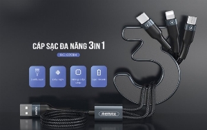 Cáp sạc 3 đầu REMAX RC-070th 3 trong 1 Lightning - Micro USB - Type C