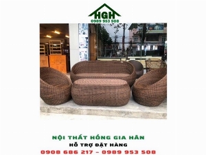 Bộ bàn ghế sofa mây nhựa Hồng Gia Hân