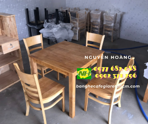 Bàn ghế gỗ quán ăn nguyên bộ 1 bàn 4 ghế Nội Thất Nguyễn Hoàng Sài Gòn