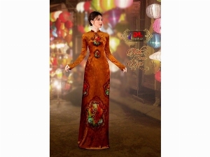 Vải áo dài nhung đính đá 9195-22 của vải áo dài Kim Ngọc