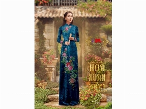 Vải nhung đính đá 9203-14 của vải áo dài Kim Ngọc